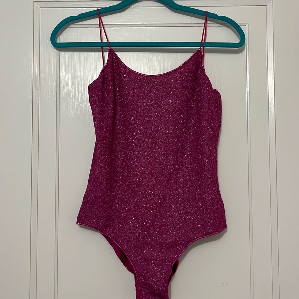 Oseree one piece sparky pink swimsuit glitter